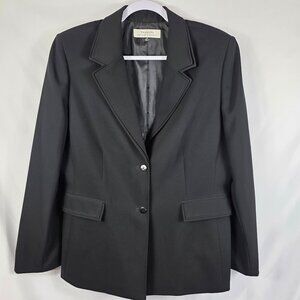 Tahari Arthur Levine Black Blazer Women's Size 16 Notched Collar Two Button